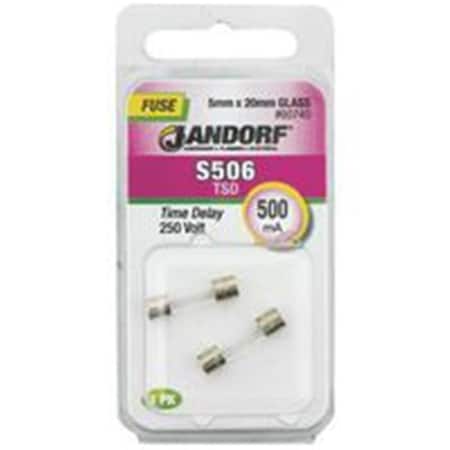 Jandorf Medium-Voltage Fuse, 500mA, Time-Delay, Cylindrical 3399128